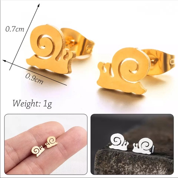 Stainless Steel Snails 🐌 Stud Earrings - Picture 2 of 4